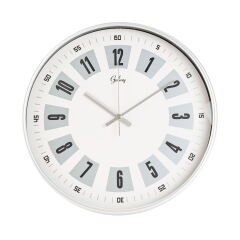 Dekoratif Beyaz Kadran Duvar Saati - Gri - 29 cm