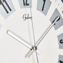 Dekoratif Beyaz Kadran Duvar Saati - Gri - 29 cm