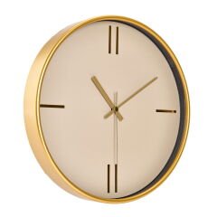 Dekoratif Krem Kadran Çizgi Rakam Duvar Saati - Altın - 29 cm
