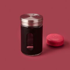 Metal Kaplı Cam Baharatlık - Siyah / Gri - 8 cm