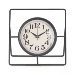 Metal Dikdörtgen Yuvarlak Masa Saati - 24 cm
