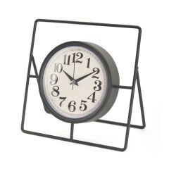 Metal Dikdörtgen Yuvarlak Masa Saati - 24 cm