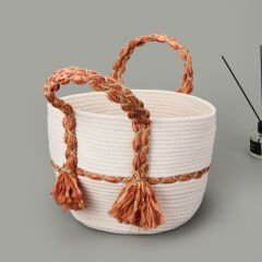 Living Urban Delight Dekoratif Sepet - Krem / Turuncu - 25x21 cm