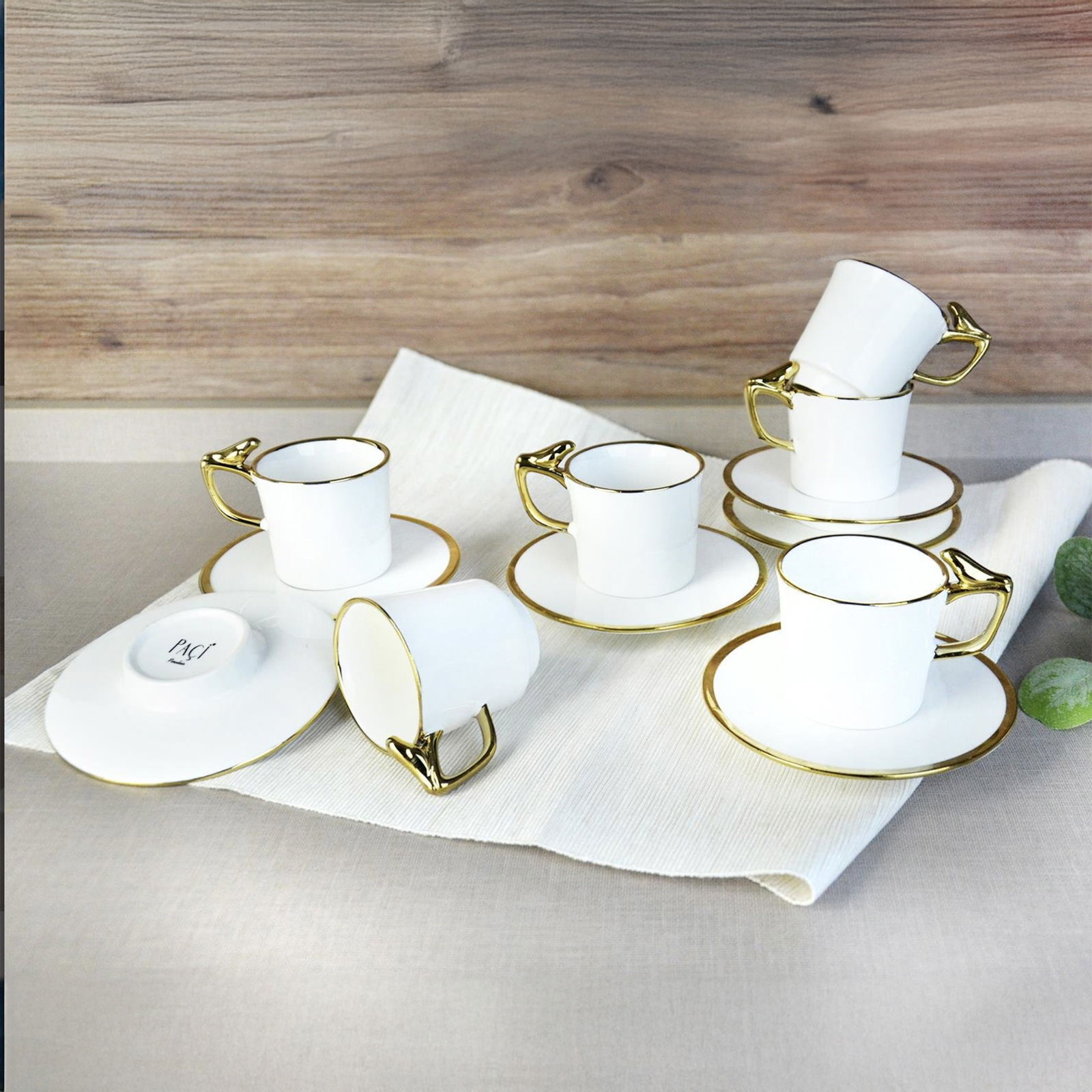 Canarino Yaldızlı 6'lı Kahve Fincanı - Beyaz / Altın