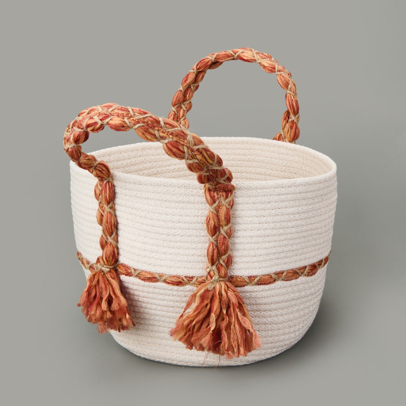 Living Urban Delight Dekoratif Sepet - Krem / Turuncu - 25x21 cm