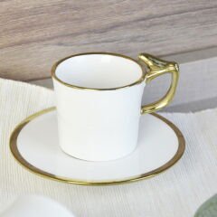 Canarino Yaldızlı 6'lı Kahve Fincanı - Beyaz / Altın
