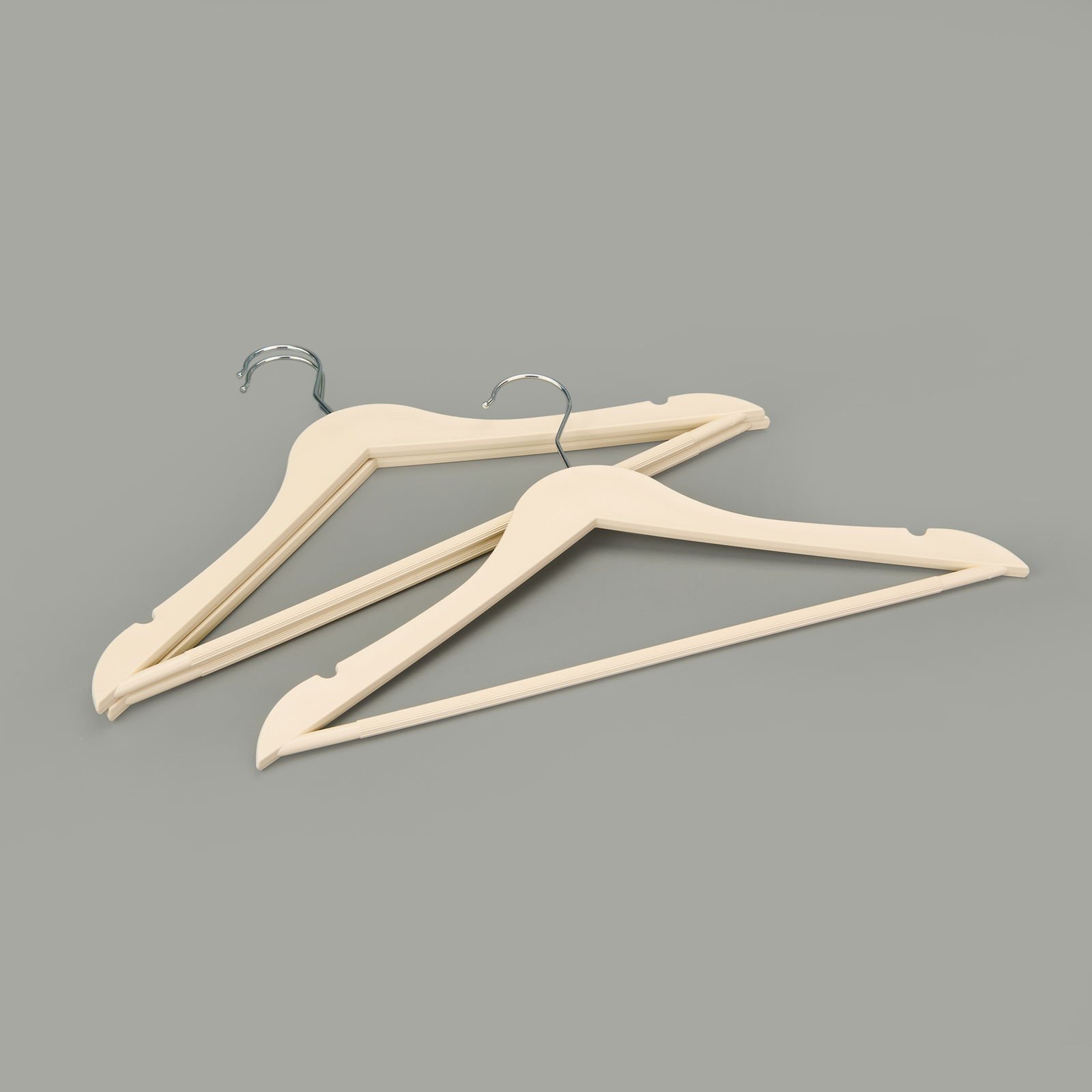 Living Ahşap Görünümlü 3'lü Plastik Askı - Krem - 43x23 cm