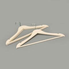Living Ahşap Görünümlü 3'lü Plastik Askı - Krem - 43x23 cm