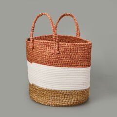Living Urban Delight Dekoratif Sepet - Krem / Turuncu - 27x28 cm
