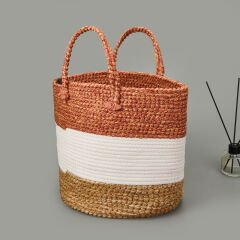 Living Urban Delight Dekoratif Sepet - Krem / Turuncu - 27x28 cm
