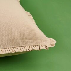Soft Boho Fırfır Detaylı Kırlent - Bej - 40x40 cm