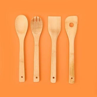 Ravili 4'lü Bambu Servis Seti - Açık Kahverengi