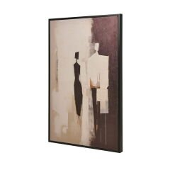Deco Contraste Tablo - Bej / Siyah - 90x60 cm