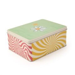 Çiçek Serisi Metal Hediye Kutusu - Renkli - 16,5x9 cm