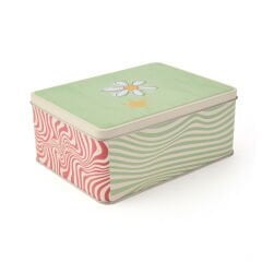 Çiçek Serisi Metal Hediye Kutusu - Renkli - 16,5x9 cm