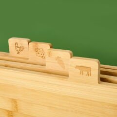 4'lü Stantlı Bambu Kesme Tahtası - Açık Kahverengi