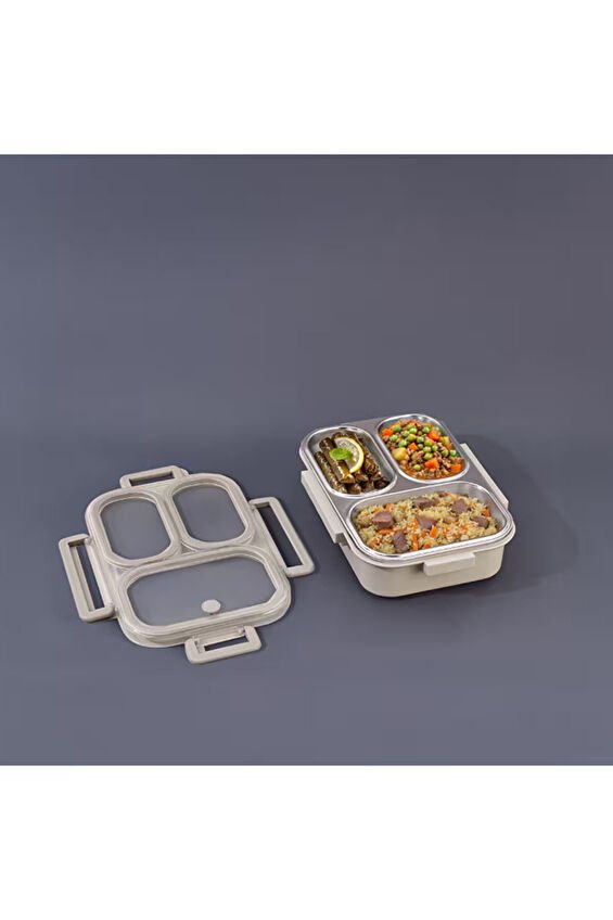 Ar Yıldız Bento Lunch Box Beige 3 Bölmeli