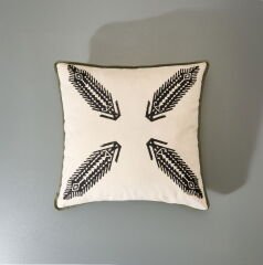 Soft Su Yolu Baskılı Kırlent - Ekru- 40x40 cm