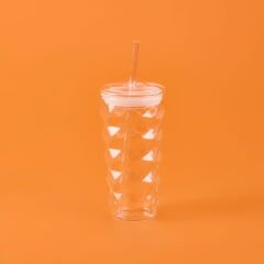 Pipetli Cam Bardak - Şeffaf - 480 ml