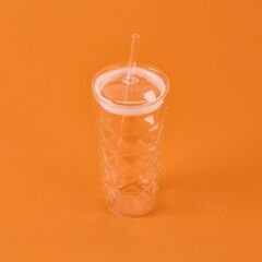 Pipetli Cam Bardak - Şeffaf - 480 ml