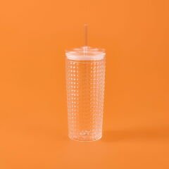 Pipetli Cam Bardak - Şeffaf - 550 ml