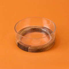 Akasya Stantlı Cam Meyvelik - Kahverengi / Şeffaf - 22x9 cm