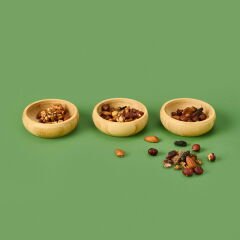 3'lü Yuvarlak Bambu Çerezlik Seti - Kahverengi - 9,5 cm