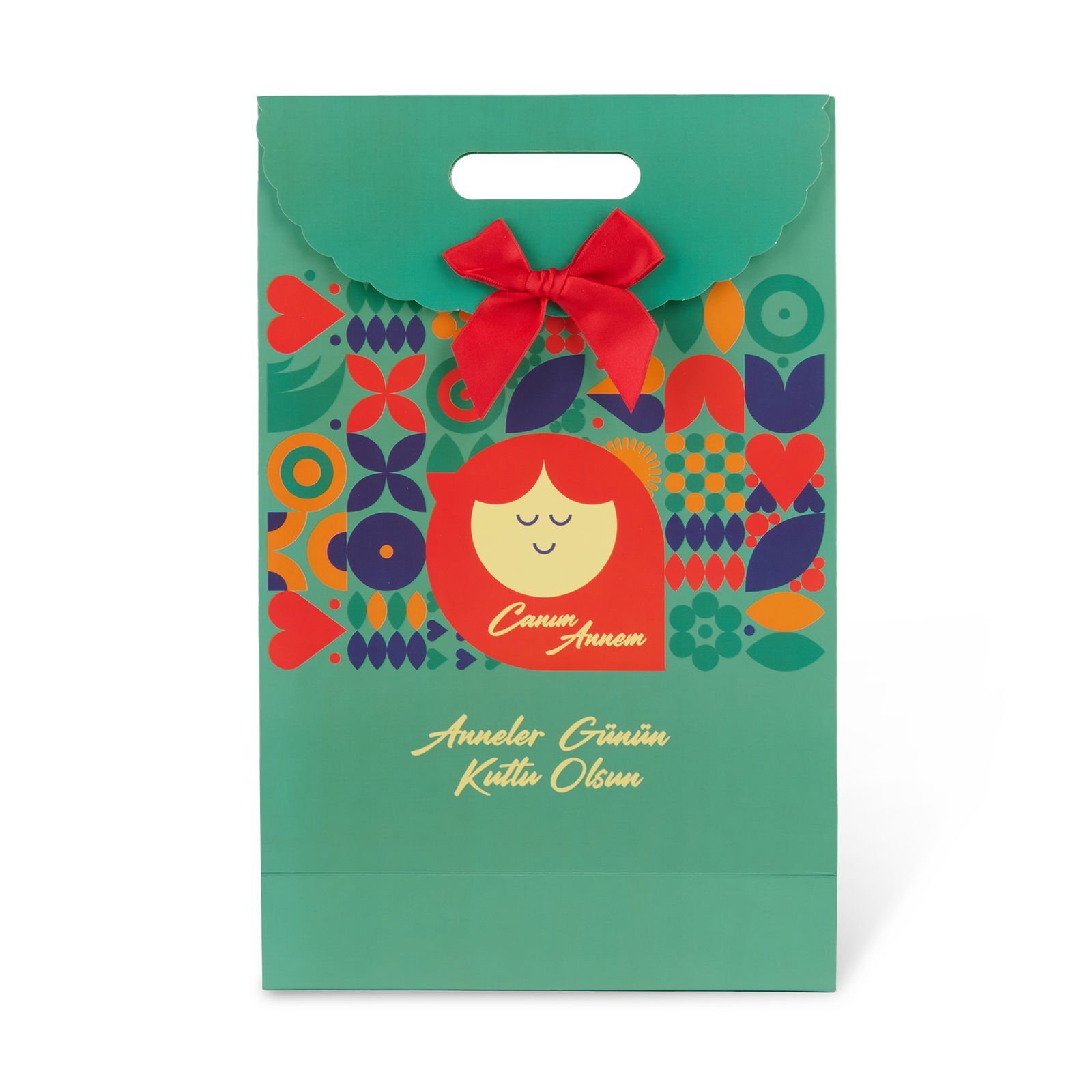 Deco Anneler Günü Desenli Fiyonk Çanta - Renkli - 38 cm