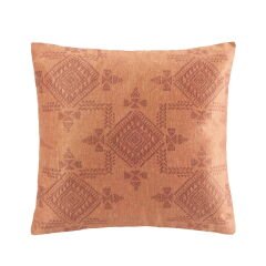 Soft Geometrik Desenli Kırlent - Kiremit - 40x40 cm