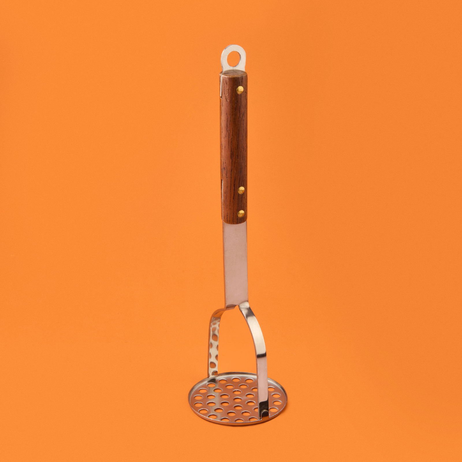 Ahşap Saplı Patates Ezeceği - Gri / Kahverengi