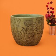 Çiçek Nature Beton Saksı - Siyah - 13,5x12,5 cm