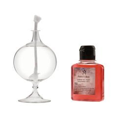 Cam Küre Model Kısa Ayaklı Kandil - Kırmızı - 15x7x7 cm