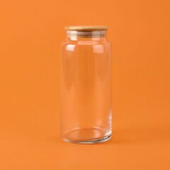 Bambu Kapaklı Cam Kavanoz - Şeffaf - 1,3 lt