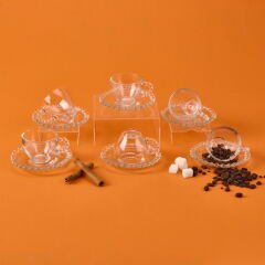Home Bubbly 12 Parça Boncuklu Cam Kahve Fincanı - Şeffaf - 80 ml