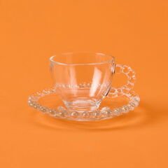 Home Bubbly 12 Parça Boncuklu Cam Kahve Fincanı - Şeffaf - 80 ml