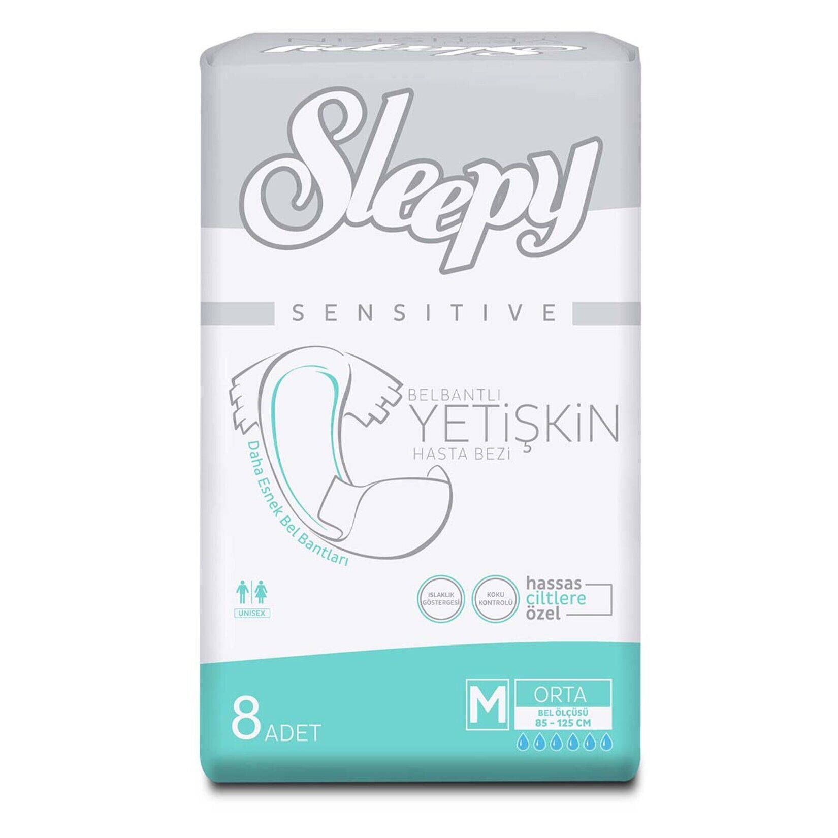 Sleepy Sensitive Belbantlı Yetişkin Hasta Bezi Medium 8'li