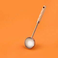 Ahşap Saplı Metal Ölçü Kaşığı - Gri / Kahverengi