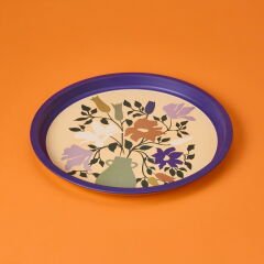 Çiçekli Tepsi - Mor - 35 cm