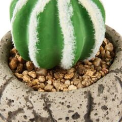 Beton Saksılı Yapay Kaktüs - Gri - 11x5x9 cm