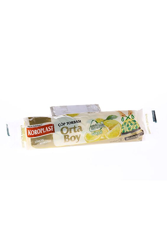 Koroplast Çöp Torbası Ekstra Güçlü Limon Büzgülü Orta Boy 15'li