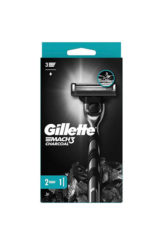 Gillette Mach3 Makine + 2 Bıçak Charcoal