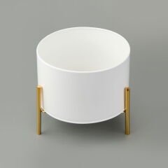 Ayak Detaylı Saksı - Beyaz / Gold - 20x22,5 cm