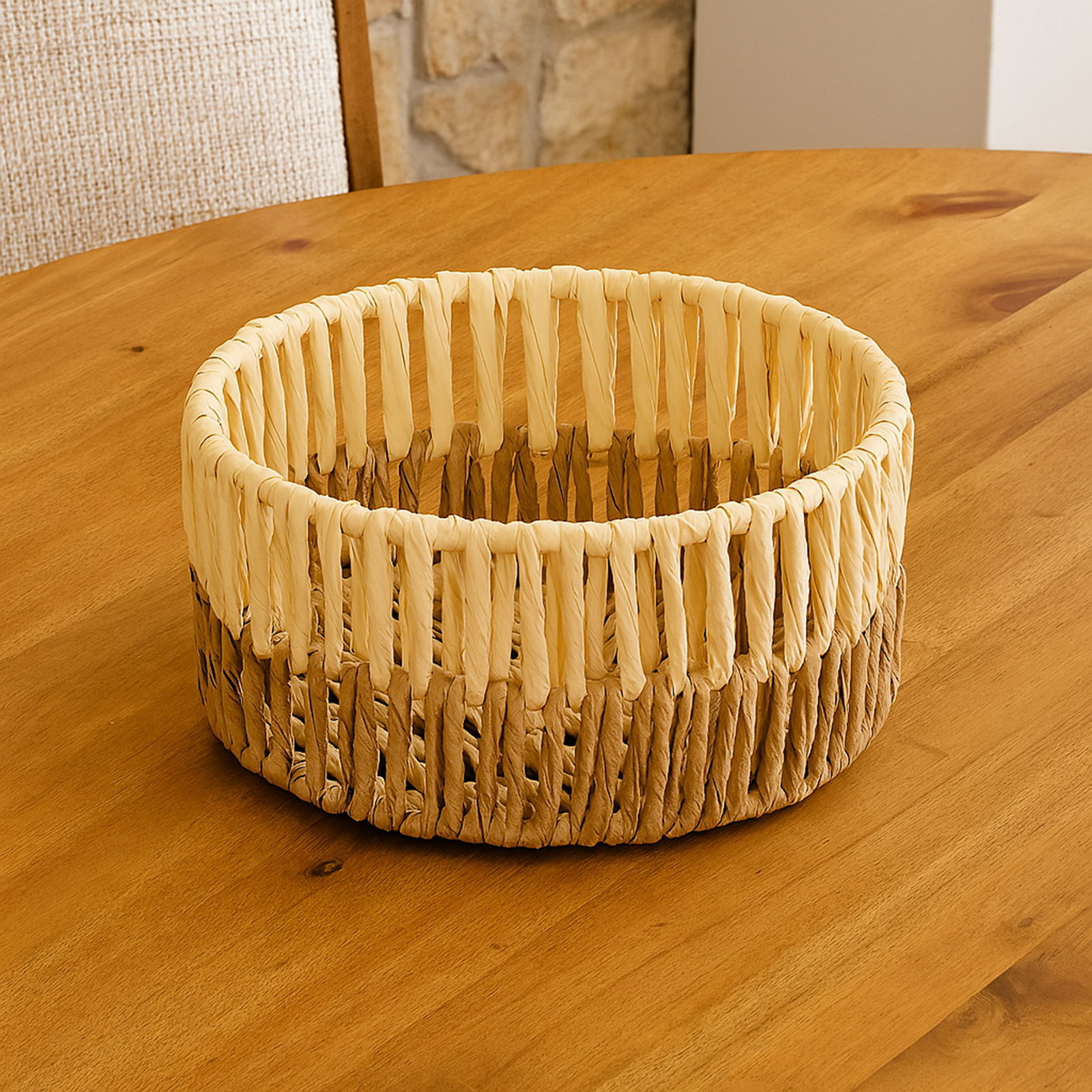 Living Palm Breeze Dekoratif Sepet - Bej / Beyaz - 20x10 cm