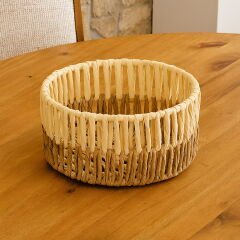Living Palm Breeze Dekoratif Sepet - Bej / Beyaz - 20x10 cm
