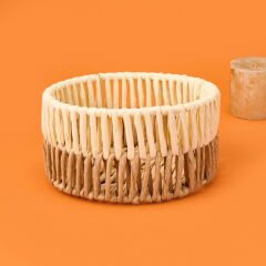 Living Palm Breeze Dekoratif Sepet - Bej / Beyaz - 20x10 cm