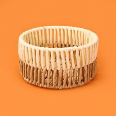 Living Palm Breeze Dekoratif Sepet - Bej / Beyaz - 20x10 cm