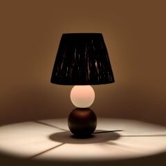 Light Vestri Seramik Abajur - Siyah / Beyaz - 40x40x25 cm