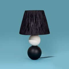 Light Vestri Seramik Abajur - Siyah / Beyaz - 40x40x25 cm