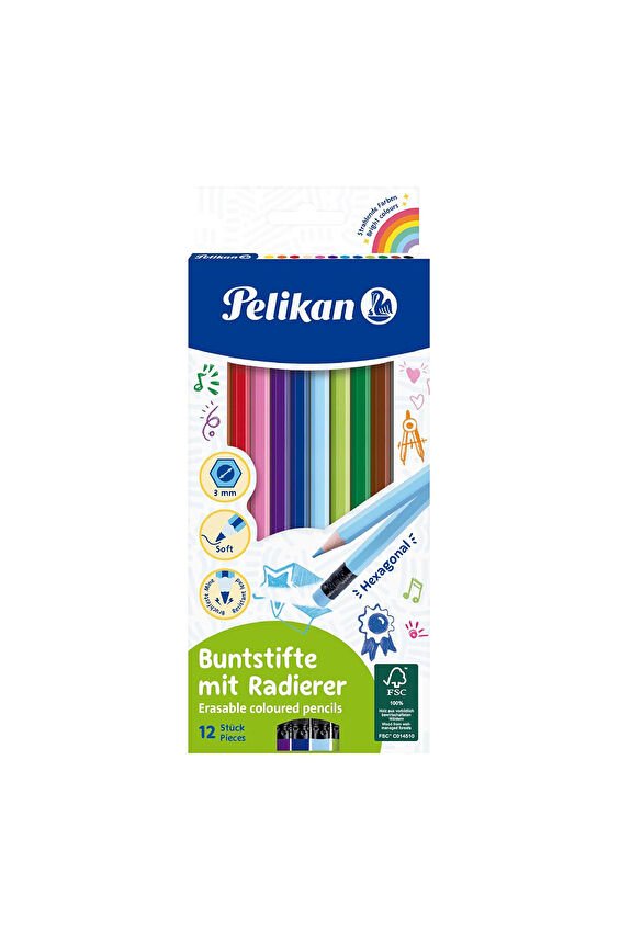 Pelikan 12li Silgili Kuru Boya