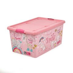 Plastik Tekerlekli Oyuncak Saklama Kutusu - Pembe - 40 lt